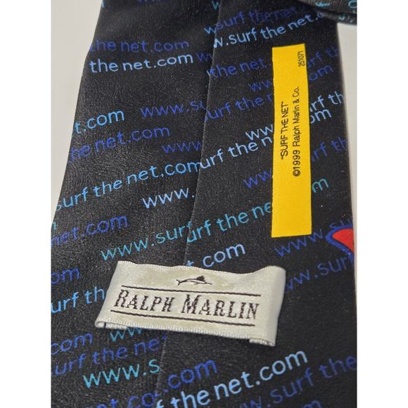 VINTAGE Ralph Marlin Men's Tie 1999 "Surf the Net" Computers Tech Internet Geek - Picture 5 of 10